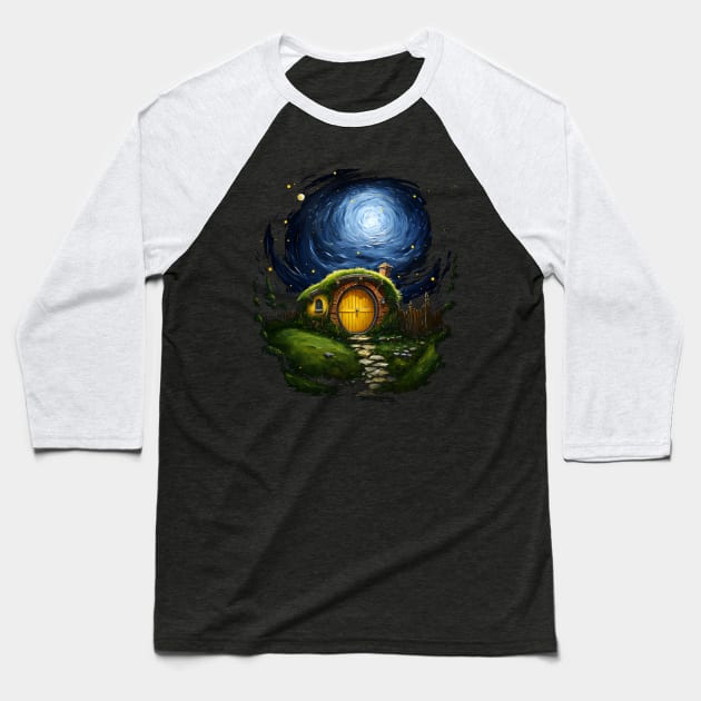 A Starry Night at the Westfarthing - Round Doors - Fantasy Baseball T-Shirt by Fenay-Designs